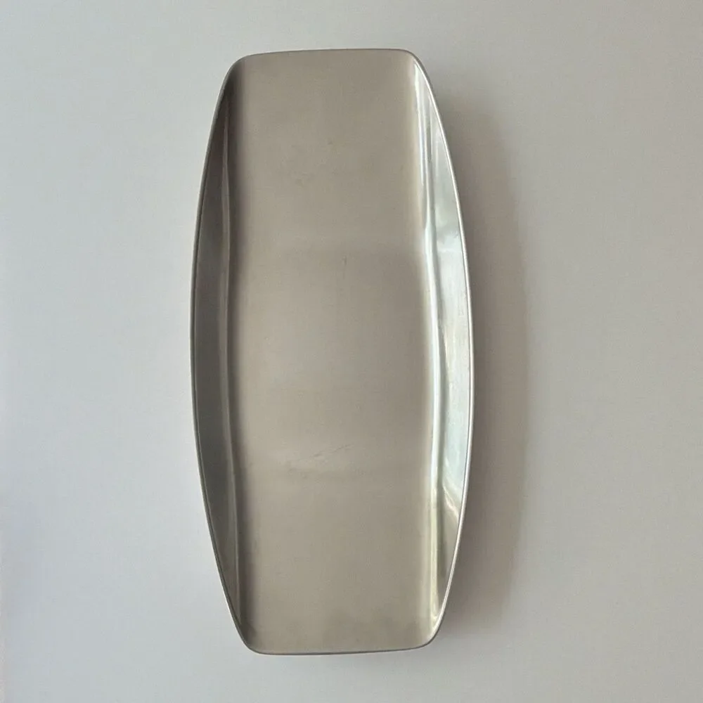 Vintage MCM Stainless Steel Boat Tray Canoe Serving Bowl Dish Mid Century Modern